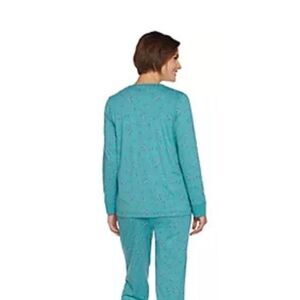 Carole Hochman Women's 3X Floral Cotton 3-Piece Pajama Set Teal NWT